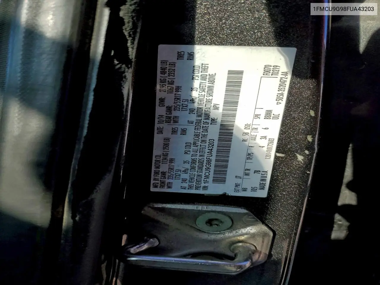 1FMCU9G98FUA43203 2015 Ford Escape Se