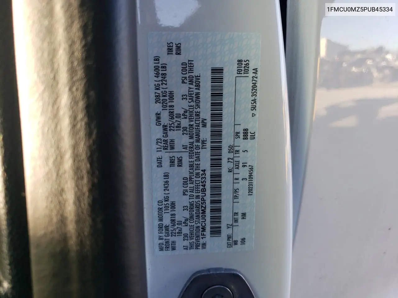 1FMCU0MZ5PUB45334 2023 Ford Escape St Line