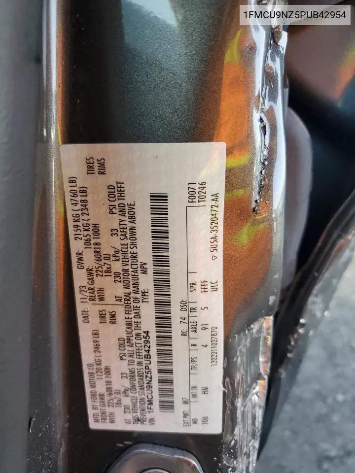 1FMCU9NZ5PUB42954 2023 Ford Escape St Line Select