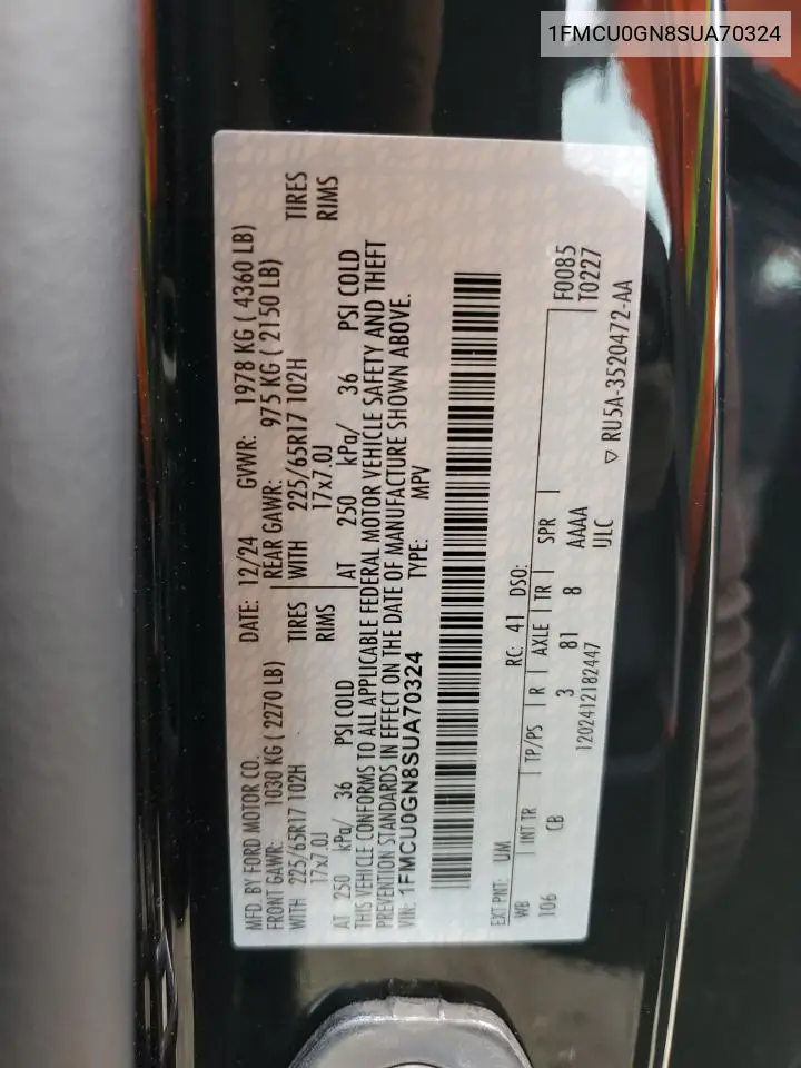 1FMCU0GN8SUA70324 2025 Ford Escape Active