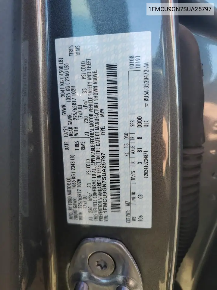 1FMCU9GN7SUA25797 2025 Ford Escape Active