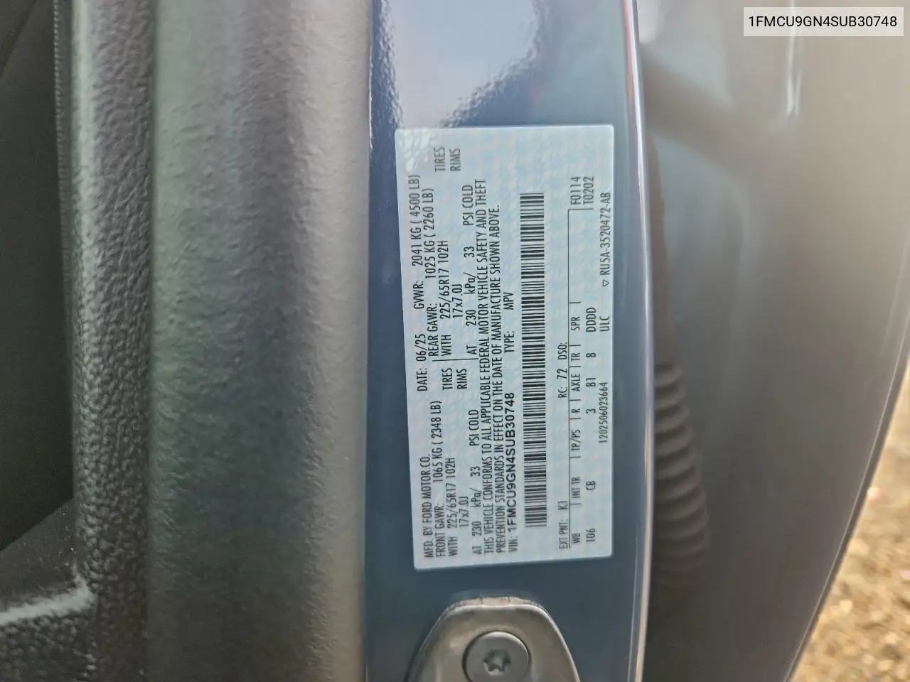 1FMCU9GN4SUB30748 2025 Ford Escape Active