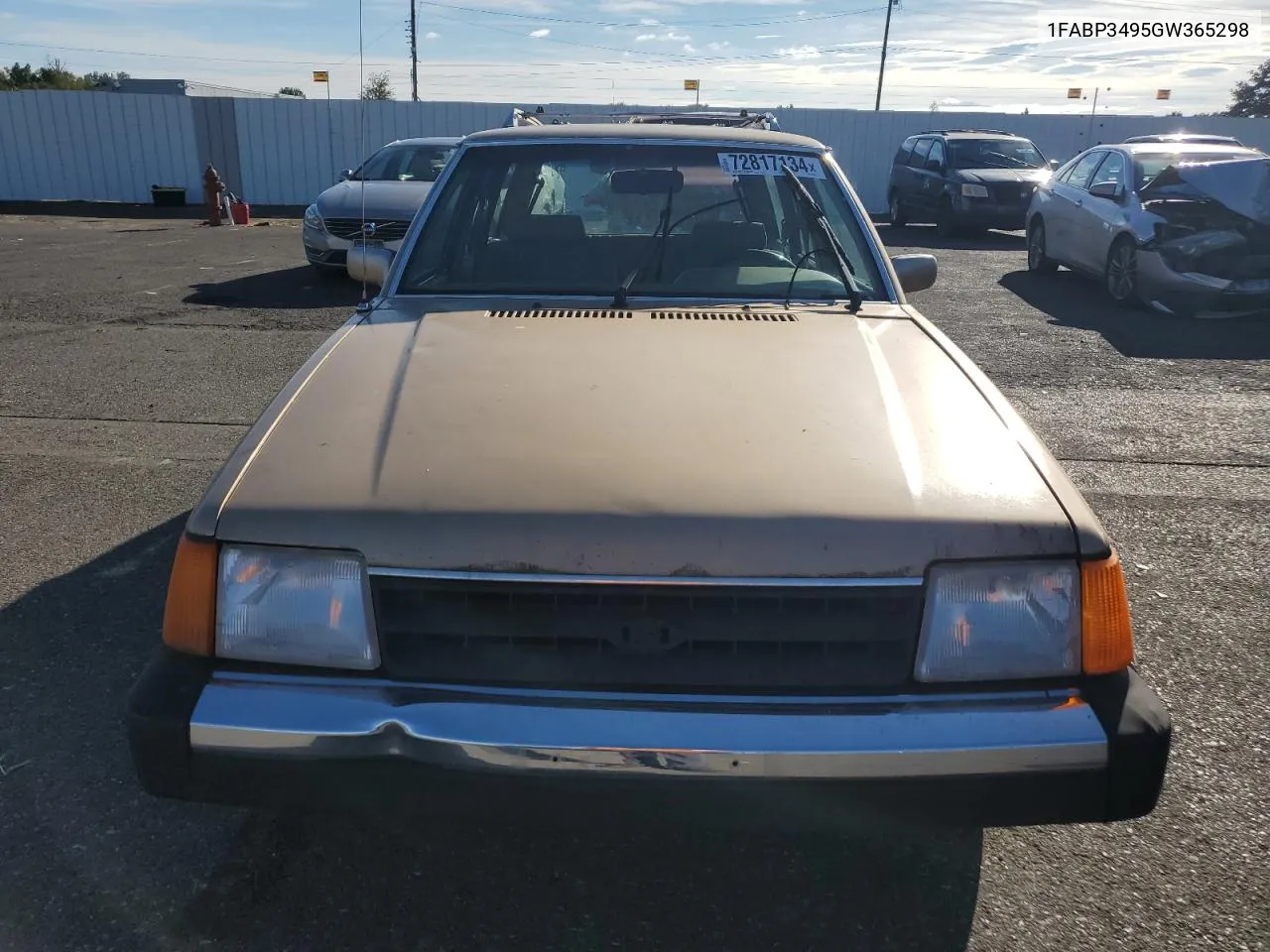 1986 Ford Escort L VIN: 1FABP3495GW365298 Lot: 72817134