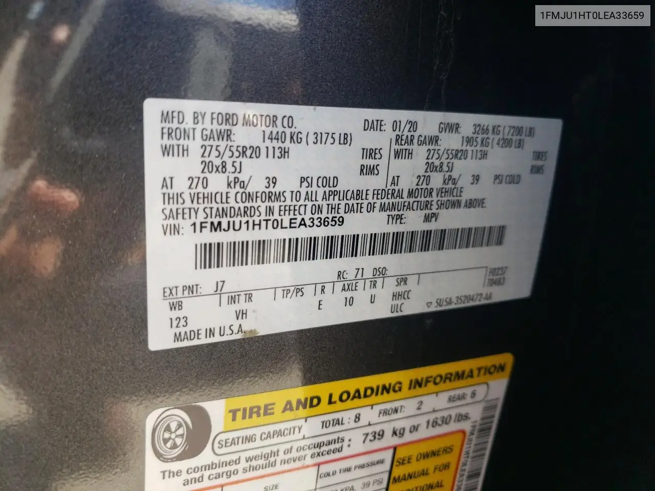 1FMJU1HT0LEA33659 2020 Ford Expedition Xlt