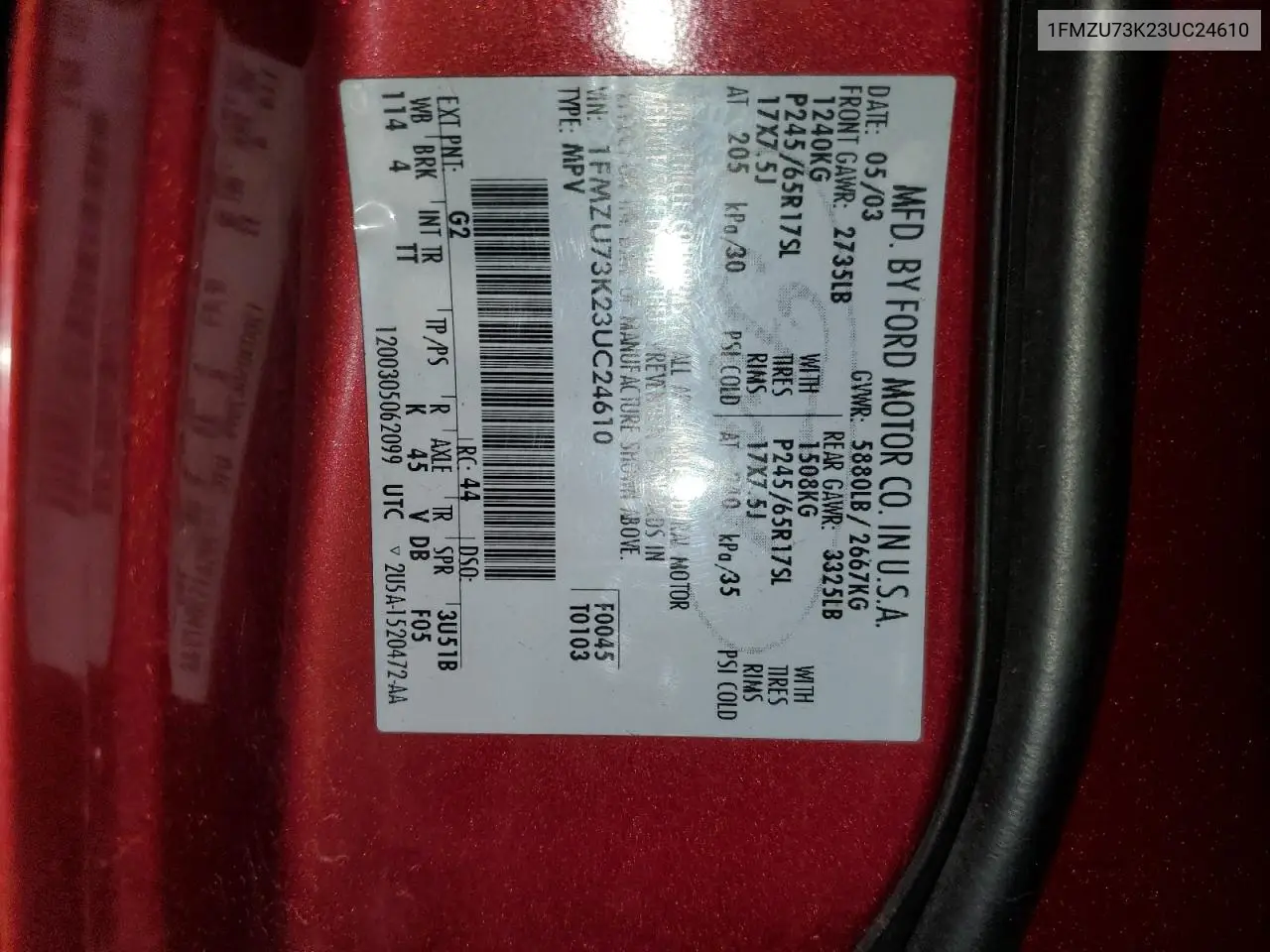 1FMZU73K23UC24610 2003 Ford Explorer Xlt
