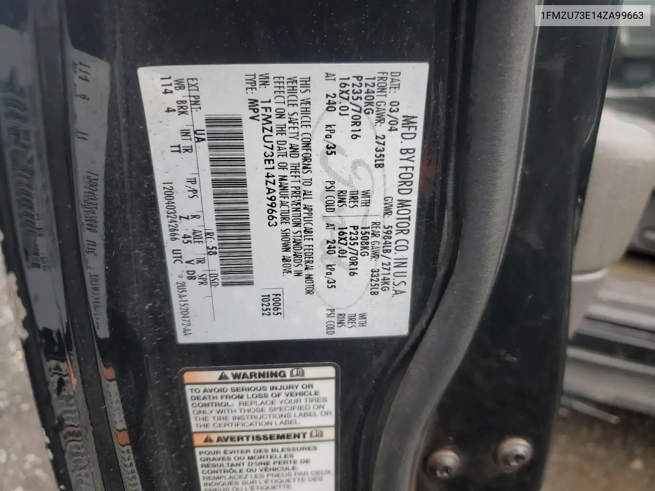 1FMZU73E14ZA99663 2004 Ford Explorer Xlt