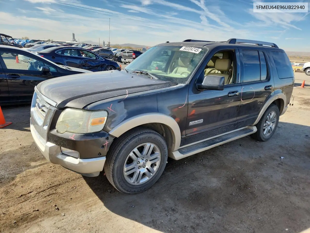 1FMEU64E96UB22940 2006 Ford Explorer Eddie Bauer