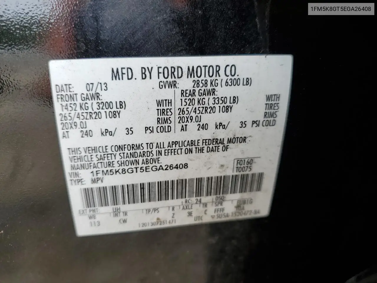 1FM5K8GT5EGA26408 2014 Ford Explorer Sport