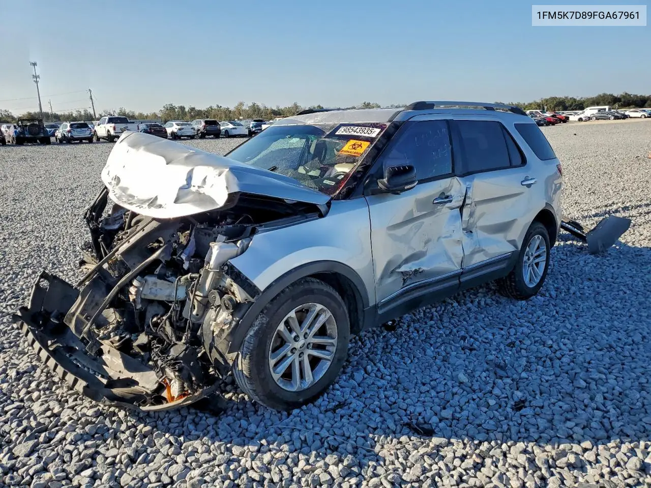 1FM5K7D89FGA67961 2015 Ford Explorer Xlt