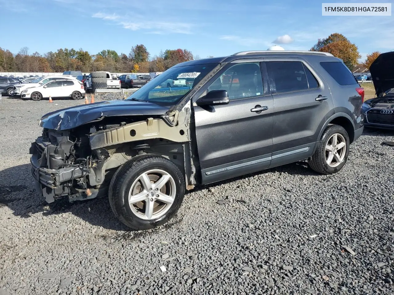 1FM5K8D81HGA72581 2017 Ford Explorer Xlt