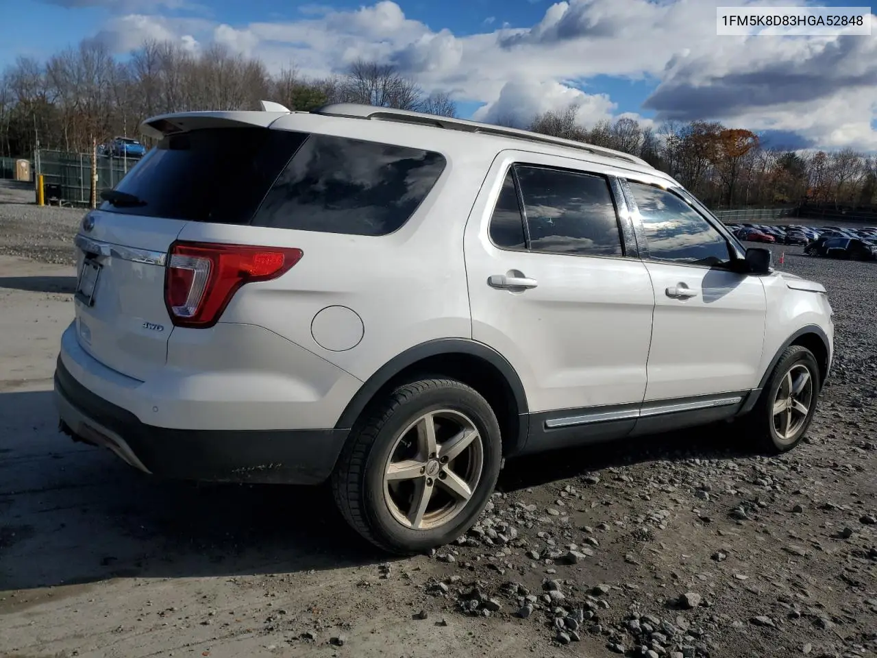 1FM5K8D83HGA52848 2017 Ford Explorer Xlt