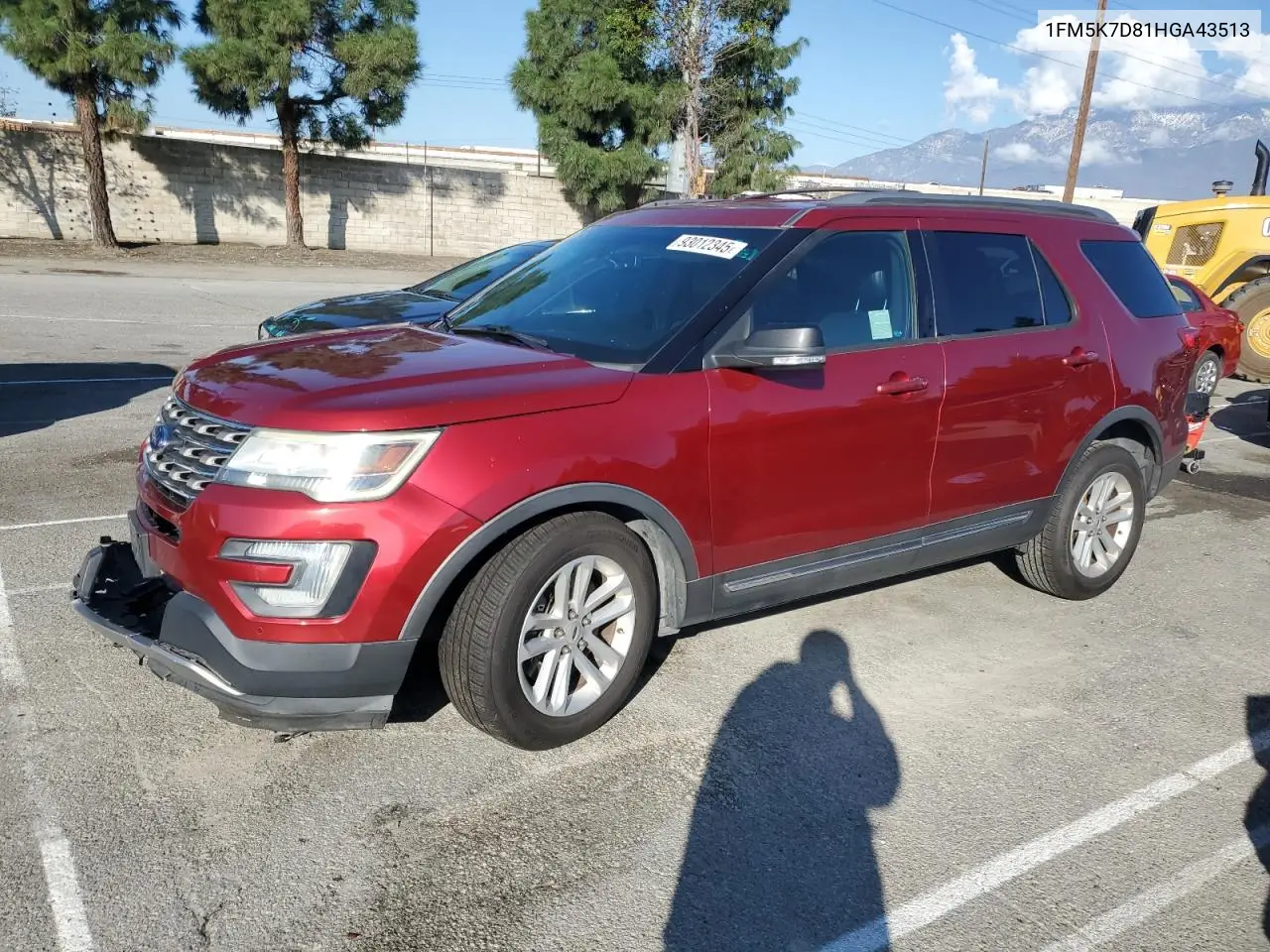 1FM5K7D81HGA43513 2017 Ford Explorer Xlt