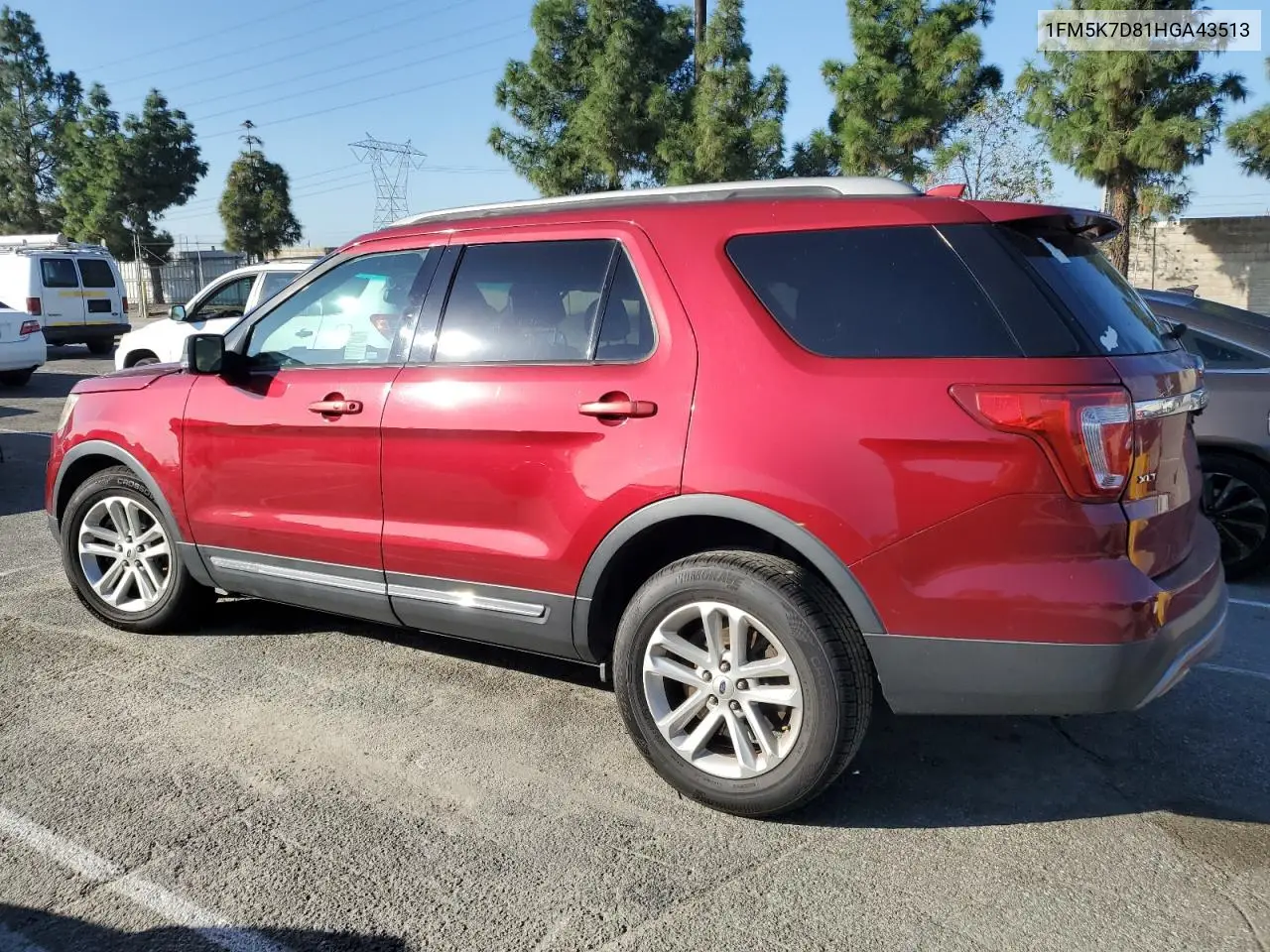 1FM5K7D81HGA43513 2017 Ford Explorer Xlt