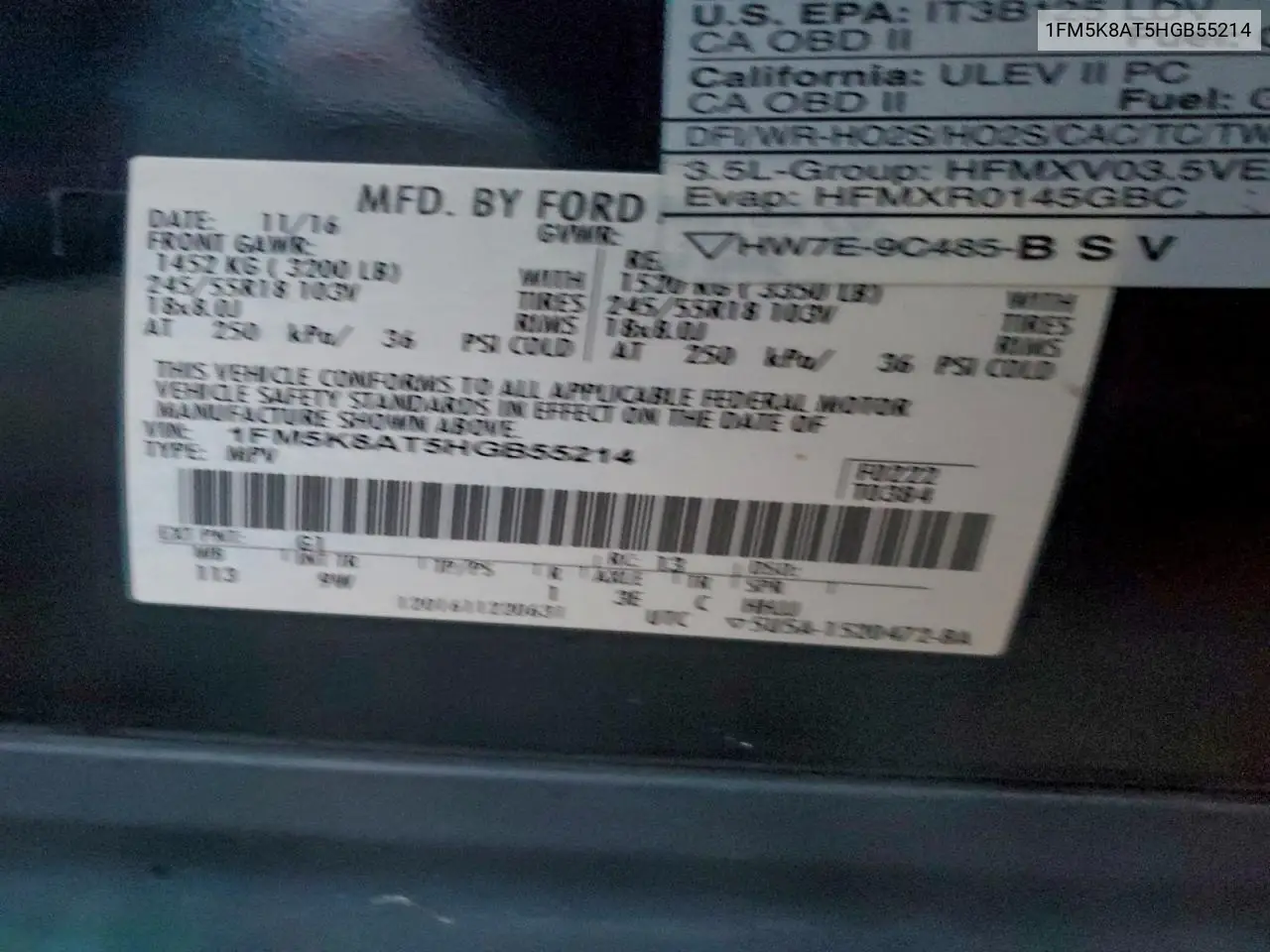 1FM5K8AT5HGB55214 2017 Ford Explorer Police Interceptor