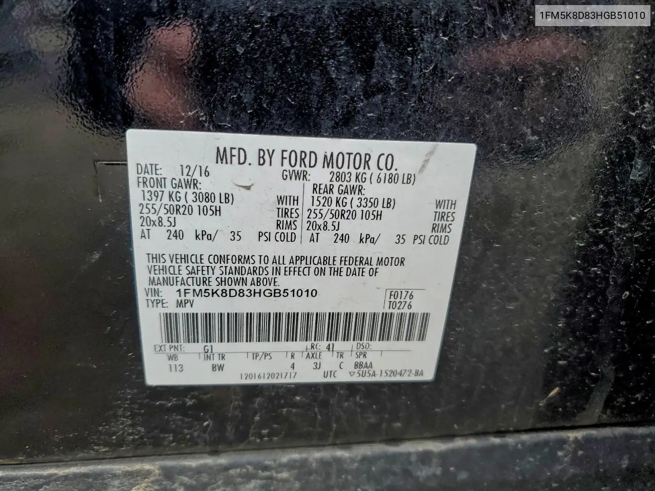 1FM5K8D83HGB51010 2017 Ford Explorer Xlt