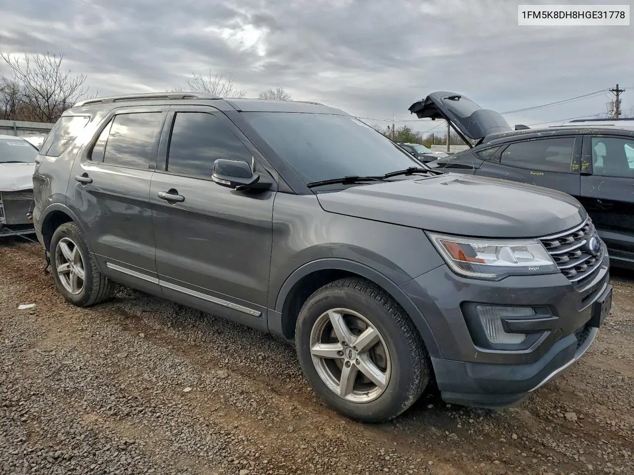 1FM5K8DH8HGE31778 2017 Ford Explorer Xlt