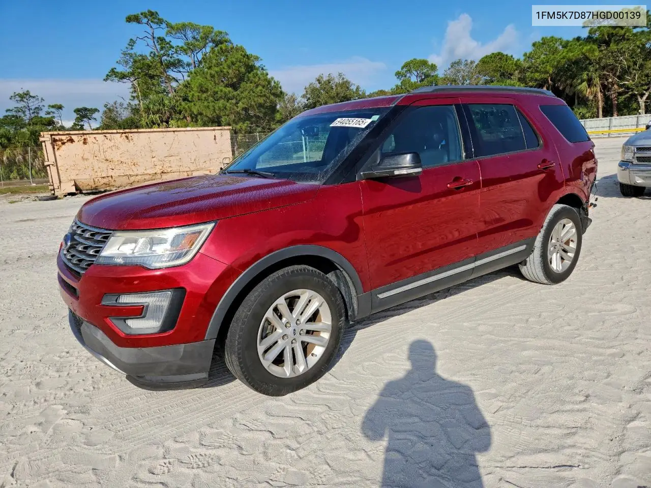1FM5K7D87HGD00139 2017 Ford Explorer Xlt