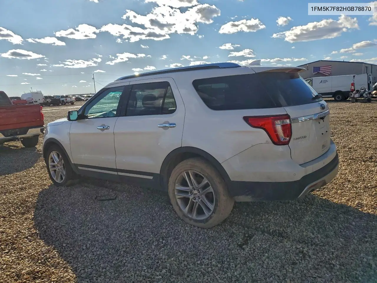1FM5K7F82HGB78870 2017 Ford Explorer Limited
