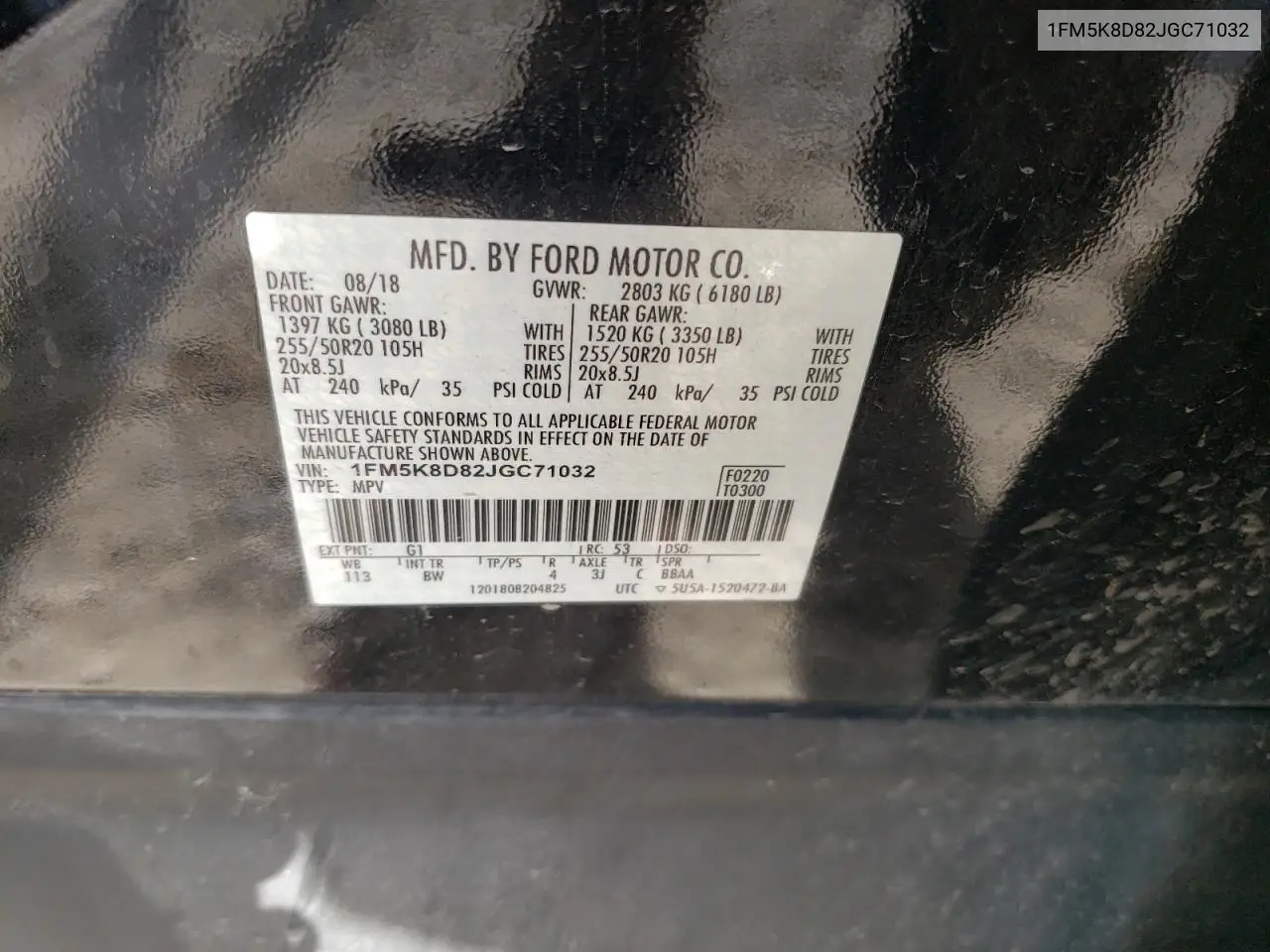 1FM5K8D82JGC71032 2018 Ford Explorer Xlt