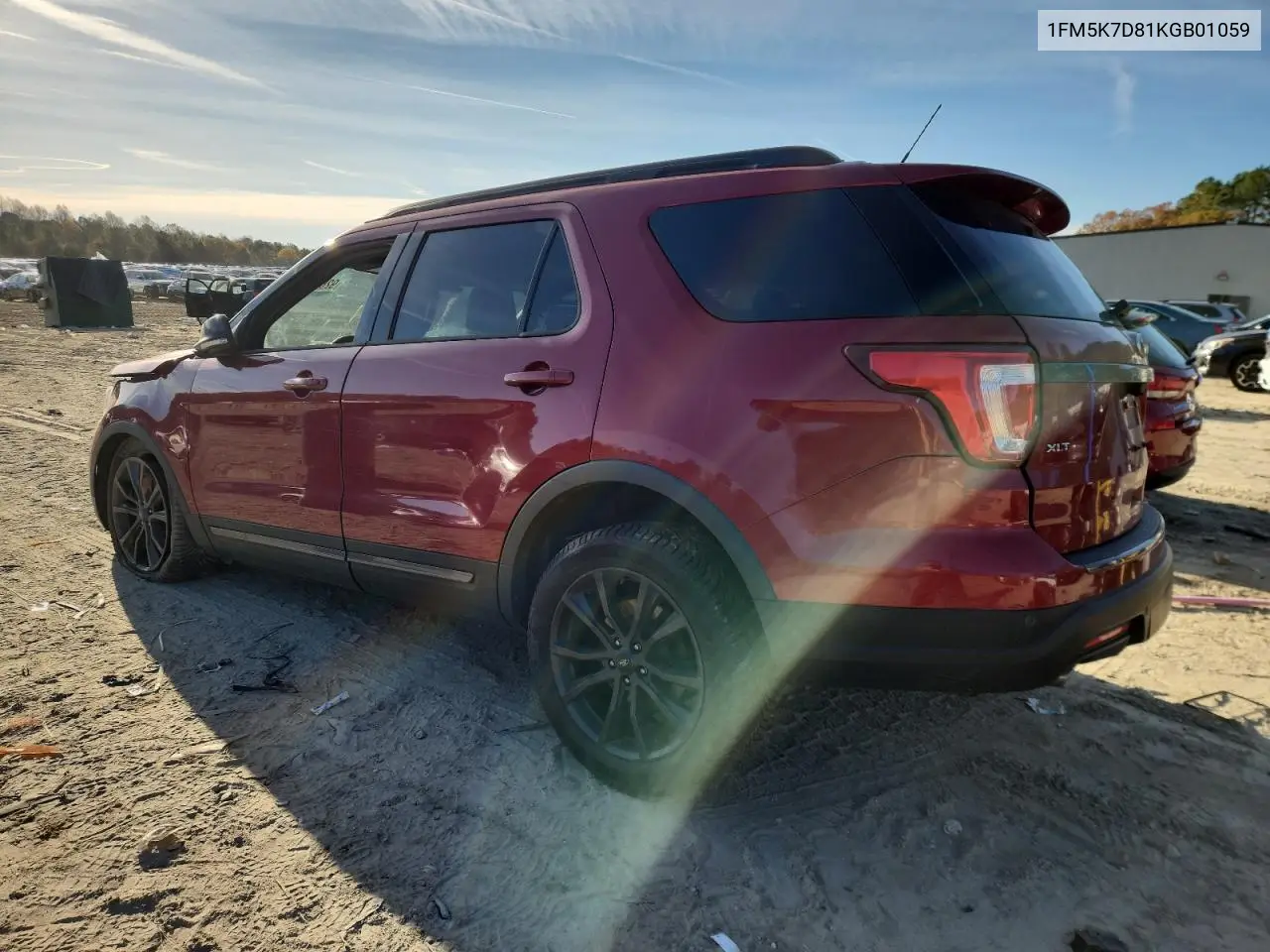 1FM5K7D81KGB01059 2019 Ford Explorer Xlt