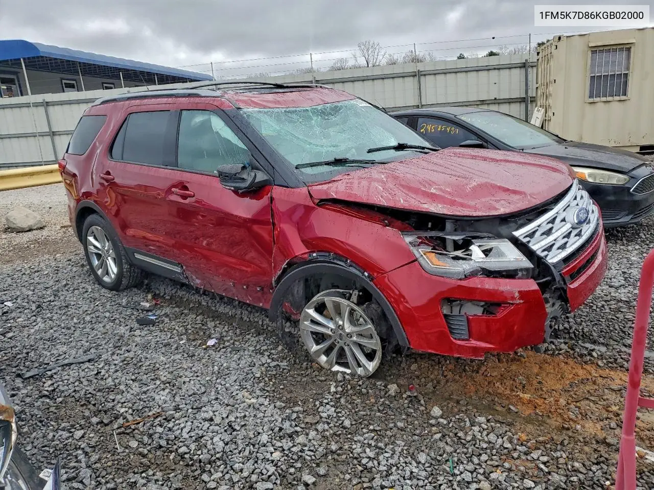 1FM5K7D86KGB02000 2019 Ford Explorer Xlt