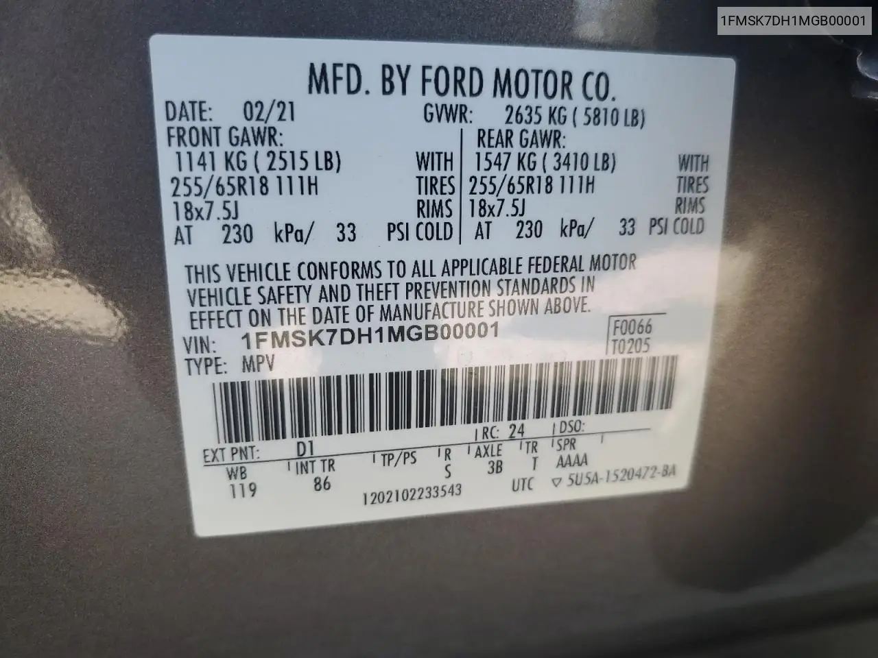 1FMSK7DH1MGB00001 2021 Ford Explorer Xlt