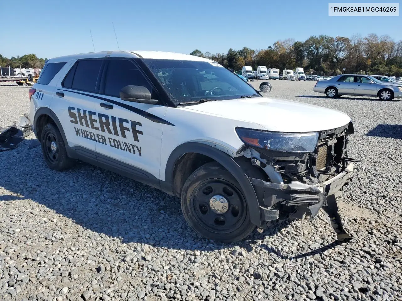 1FM5K8AB1MGC46269 2021 Ford Explorer Police Interceptor