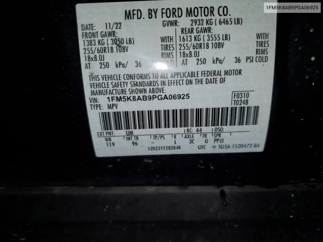 1FM5K8AB9PGA06925 2023 Ford Explorer Police Interceptor