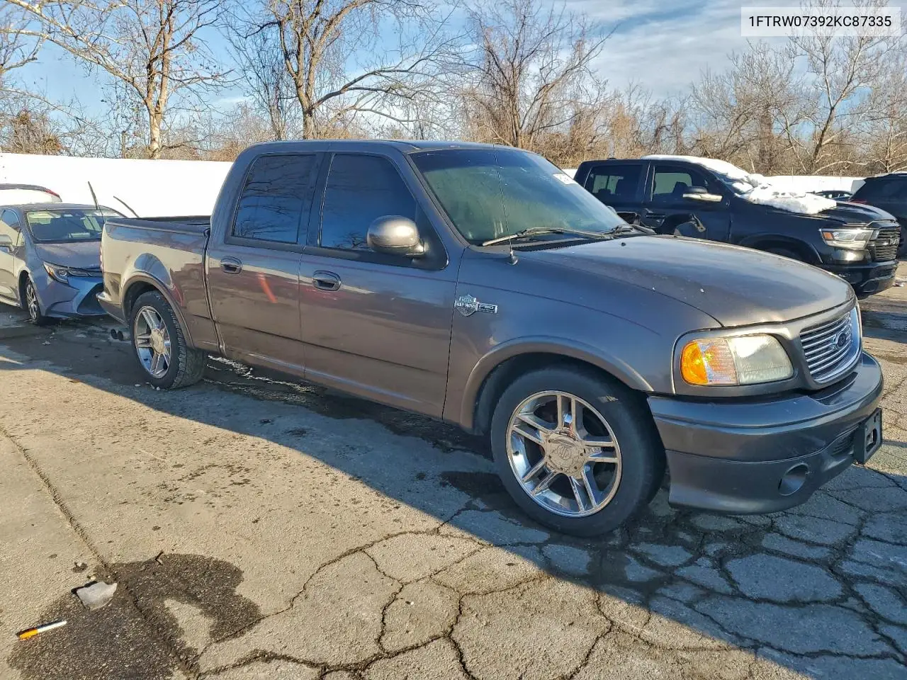 1FTRW07392KC87335 2002 Ford F150 Supercrew Harley Davidson