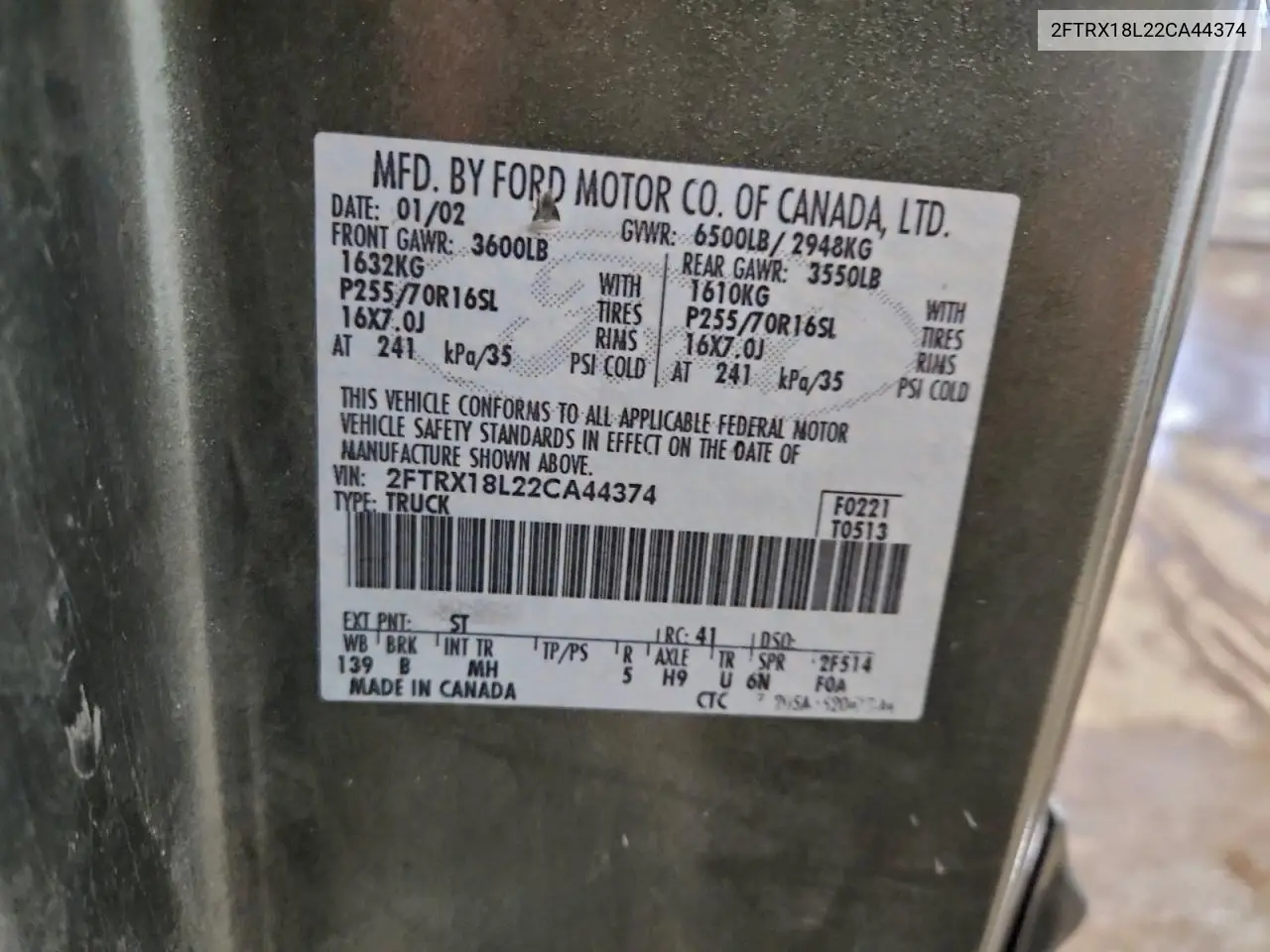 2FTRX18L22CA44374 2002 Ford F150