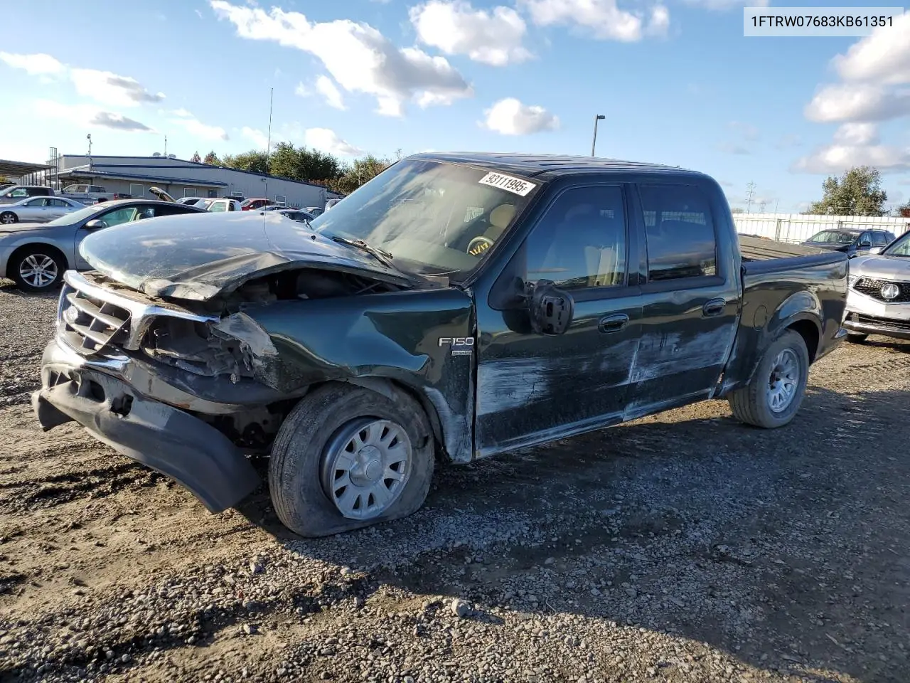 1FTRW07683KB61351 2003 Ford F150 Supercrew