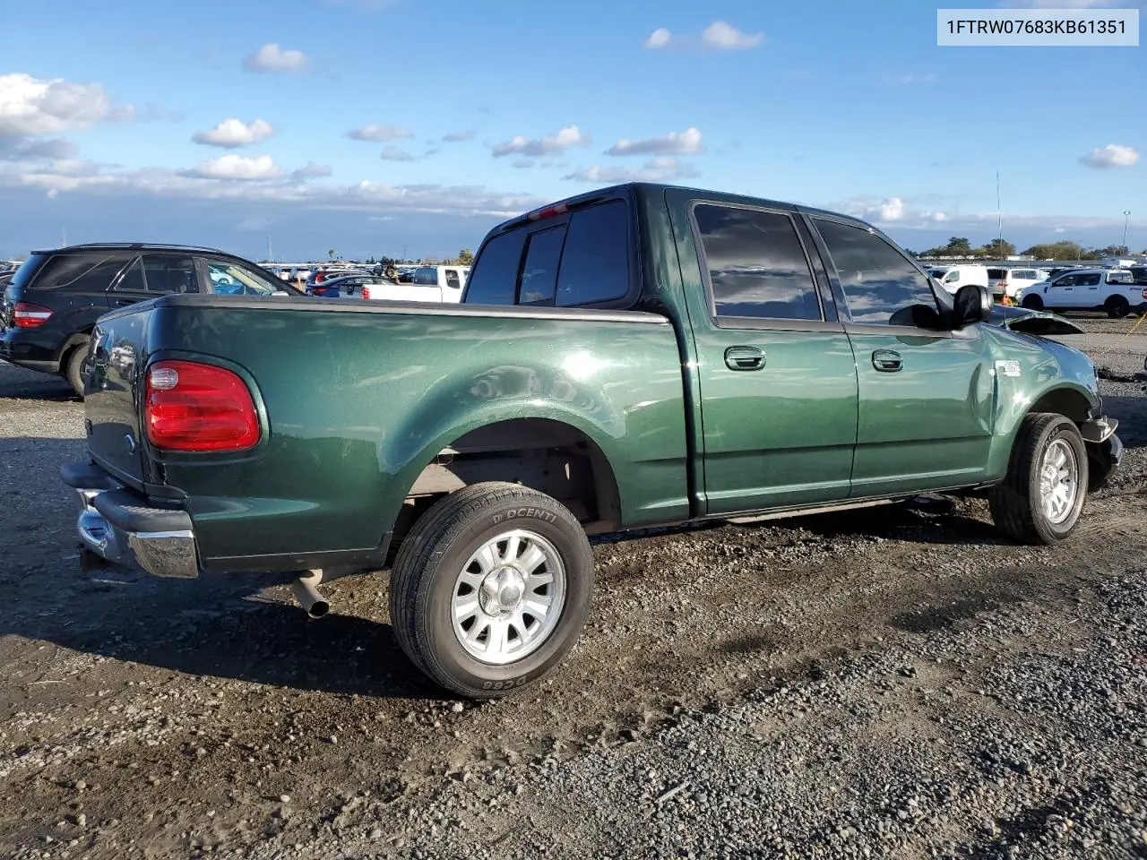 1FTRW07683KB61351 2003 Ford F150 Supercrew