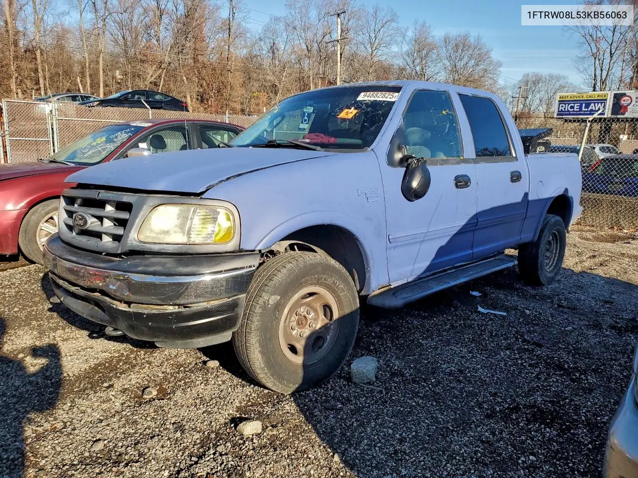 1FTRW08L53KB56063 2003 Ford F150 Supercrew
