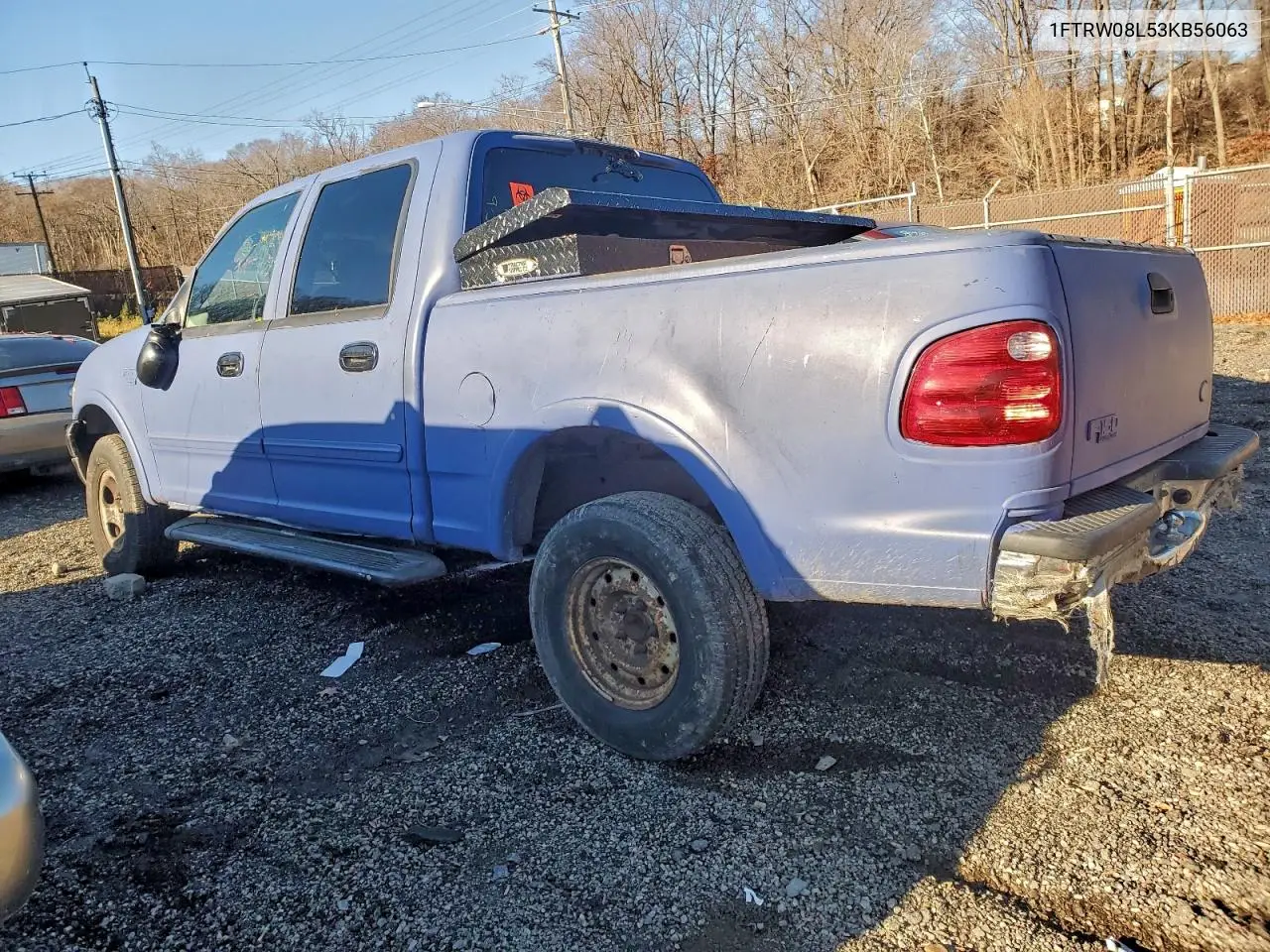 1FTRW08L53KB56063 2003 Ford F150 Supercrew