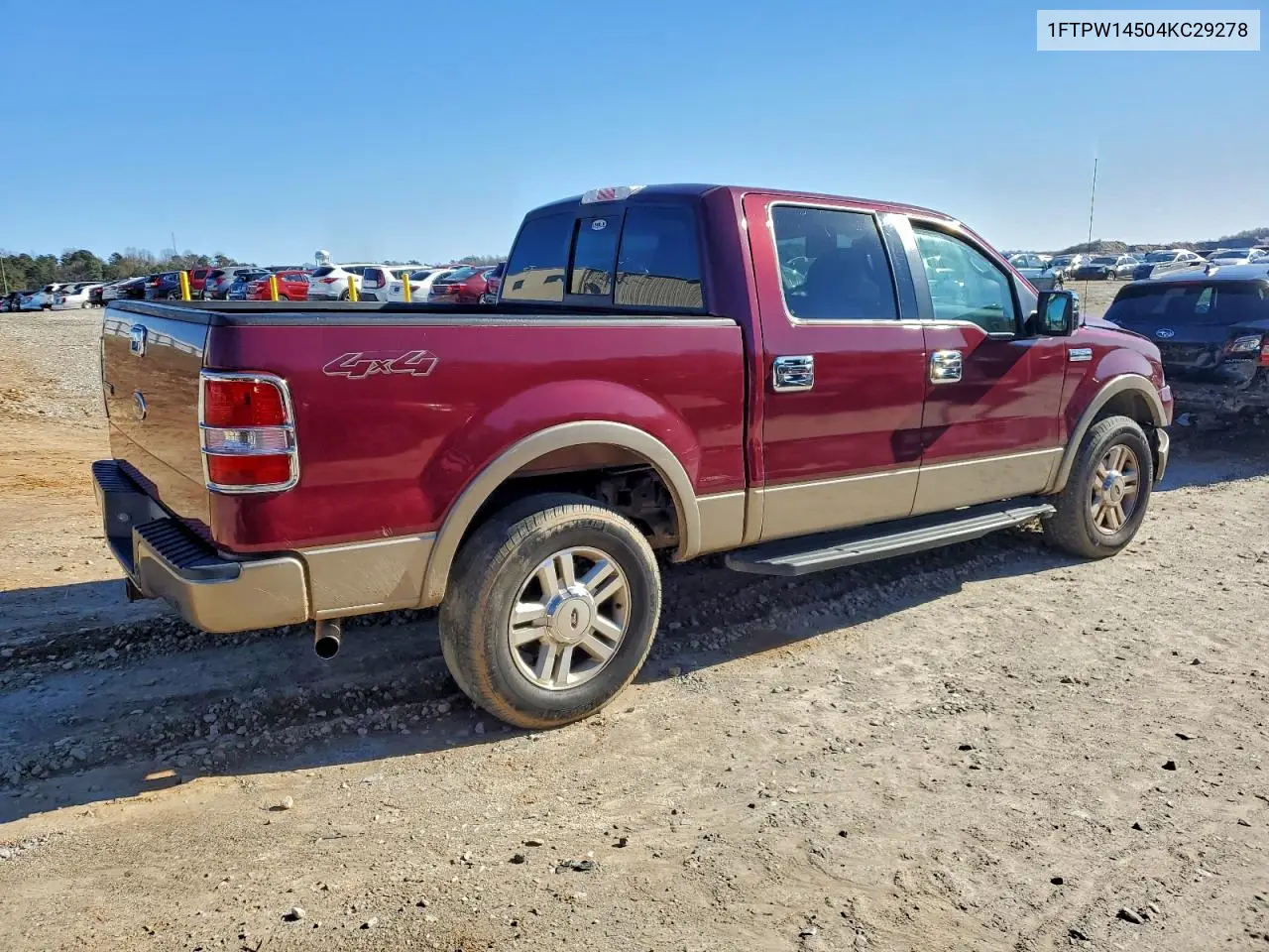 1FTPW14504KC29278 2004 Ford F150 Supercrew