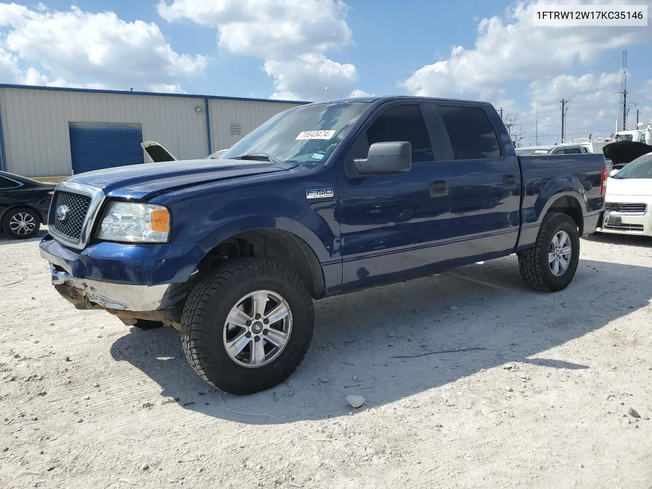 2007 Ford F150 Supercrew VIN: 1FTRW12W17KC35146 Lot: 70643474