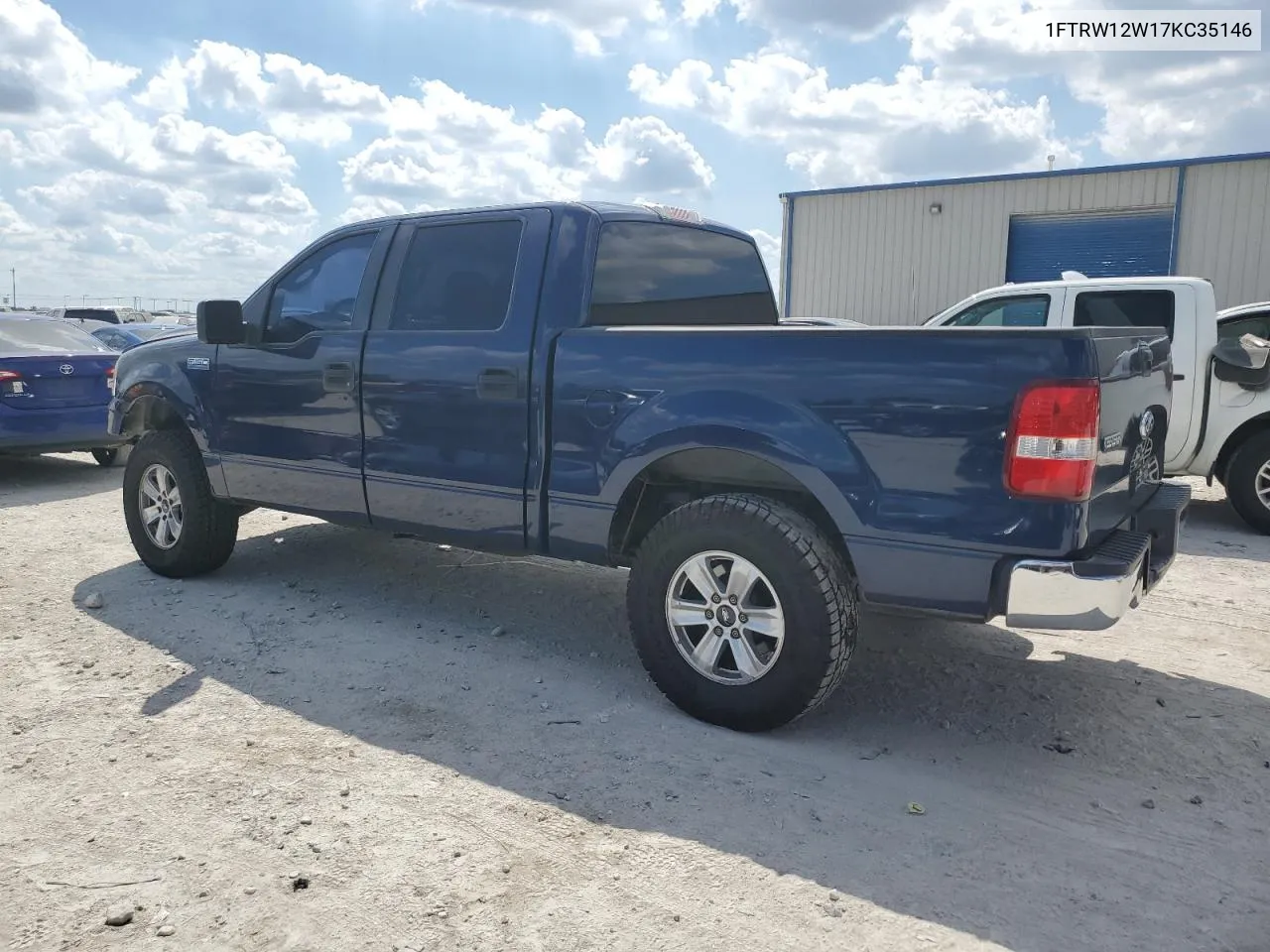 2007 Ford F150 Supercrew VIN: 1FTRW12W17KC35146 Lot: 70643474