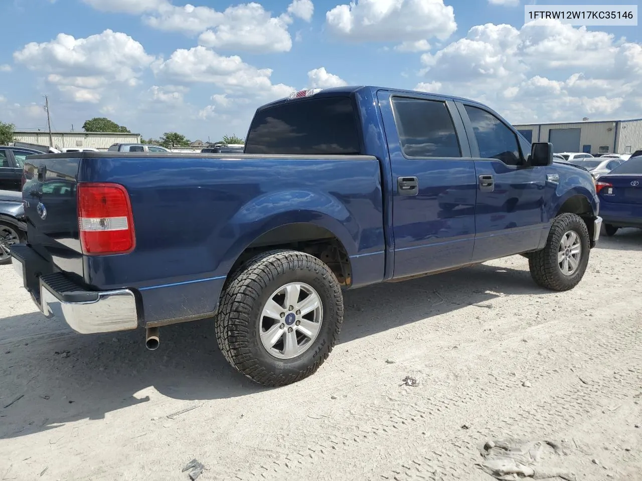 2007 Ford F150 Supercrew VIN: 1FTRW12W17KC35146 Lot: 70643474