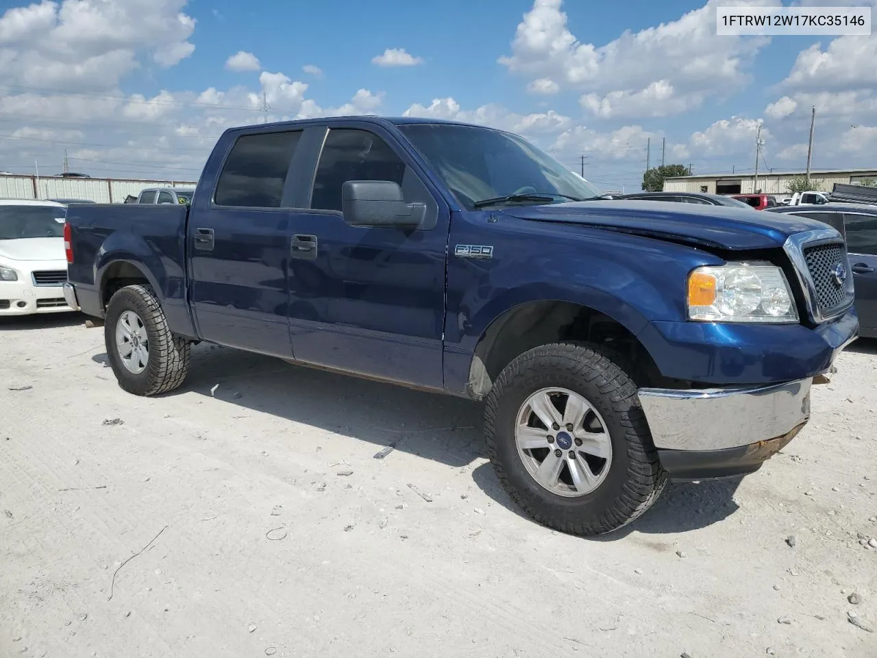 2007 Ford F150 Supercrew VIN: 1FTRW12W17KC35146 Lot: 70643474