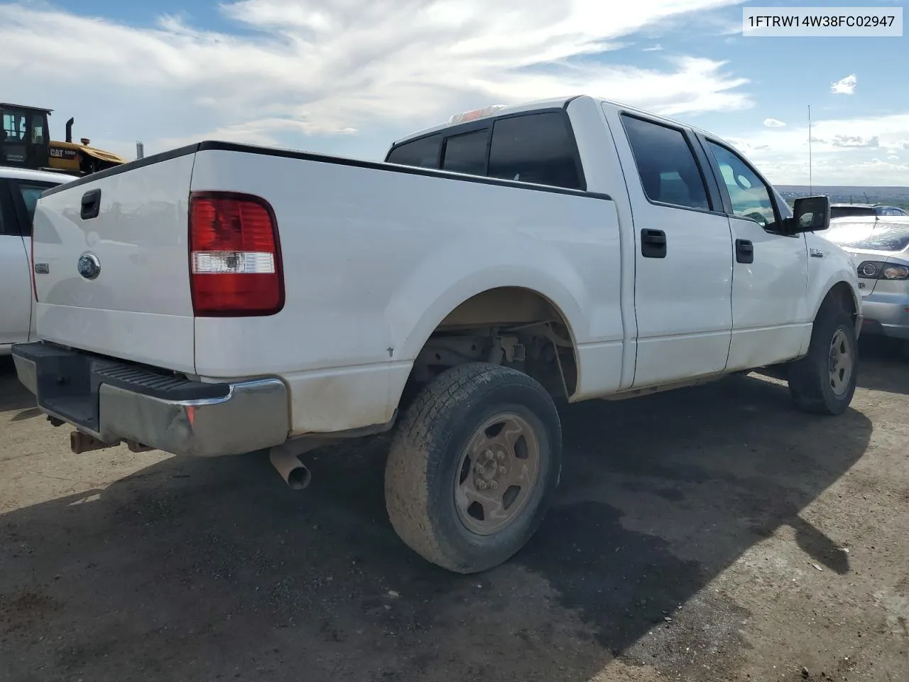 2008 Ford F150 Supercrew VIN: 1FTRW14W38FC02947 Lot: 68723204