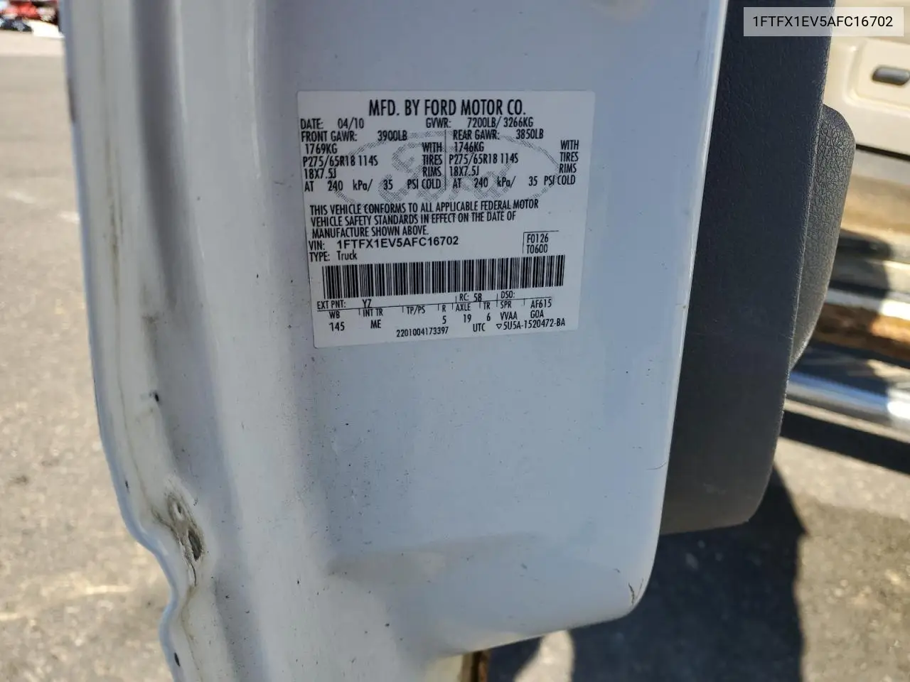 1FTFX1EV5AFC16702 2010 Ford F150 Super Cab