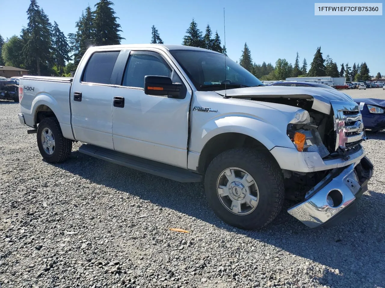 2012 Ford F150 Supercrew VIN: 1FTFW1EF7CFB75360 Lot: 60466114