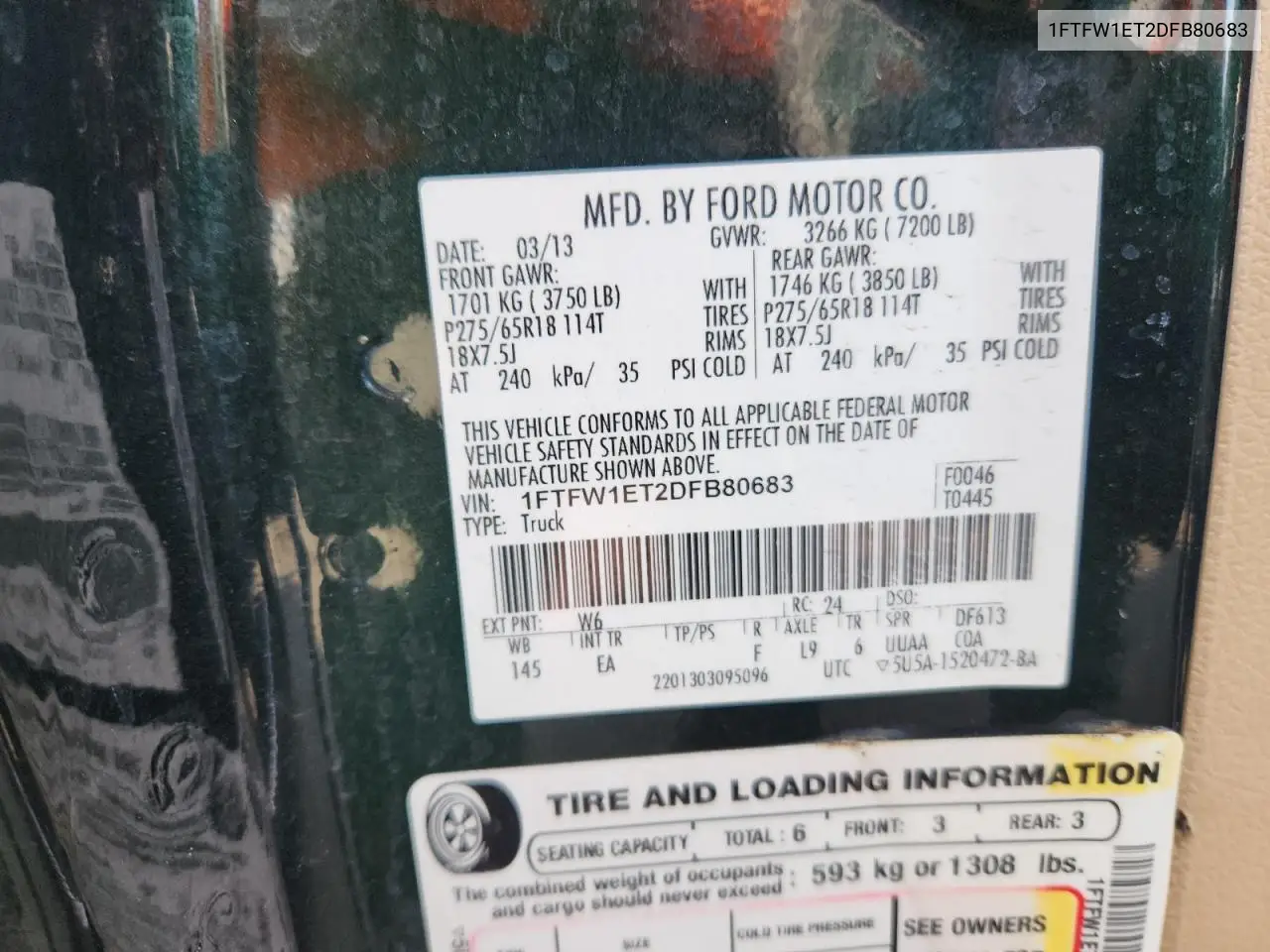 1FTFW1ET2DFB80683 2013 Ford F150 Supercrew