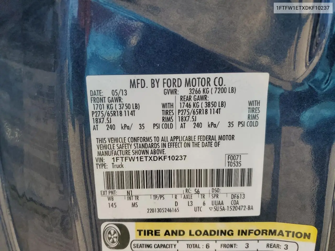 1FTFW1ETXDKF10237 2013 Ford F150 Supercrew