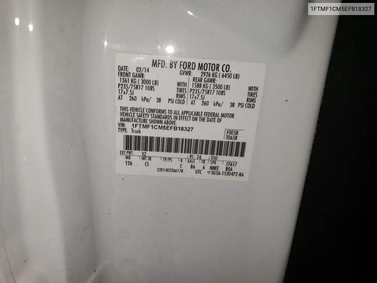 1FTMF1CM5EFB18327 2014 Ford F150