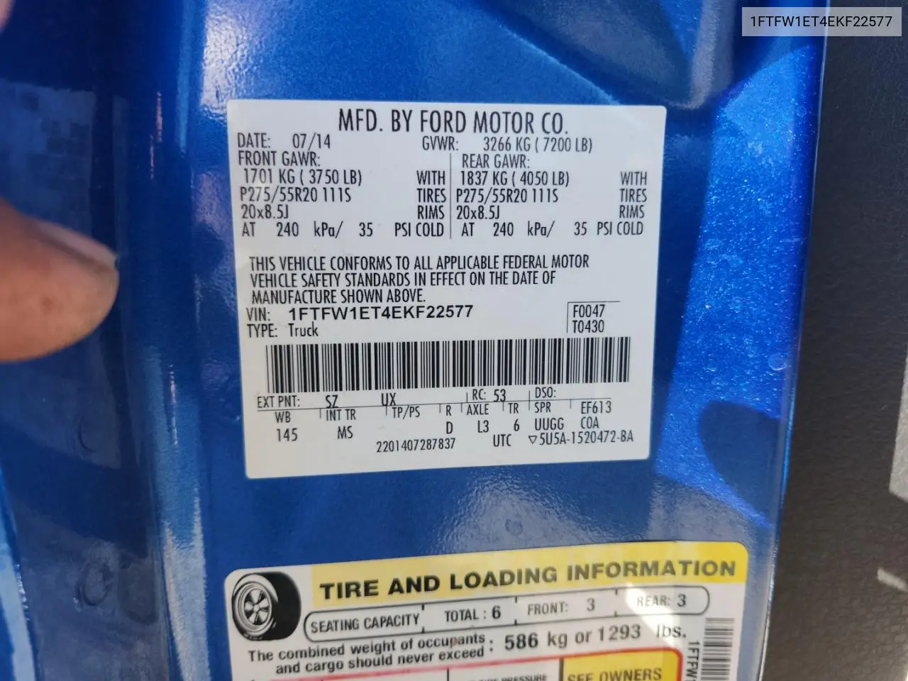 1FTFW1ET4EKF22577 2014 Ford F150 Supercrew