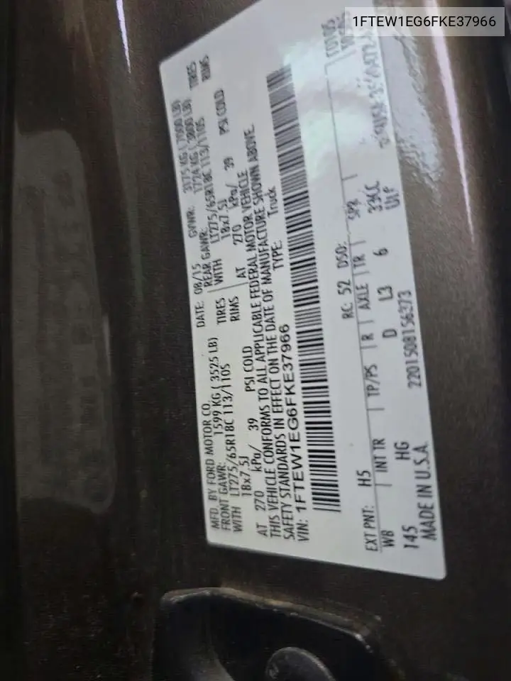 1FTEW1EG6FKE37966 2015 Ford F150 Supercrew