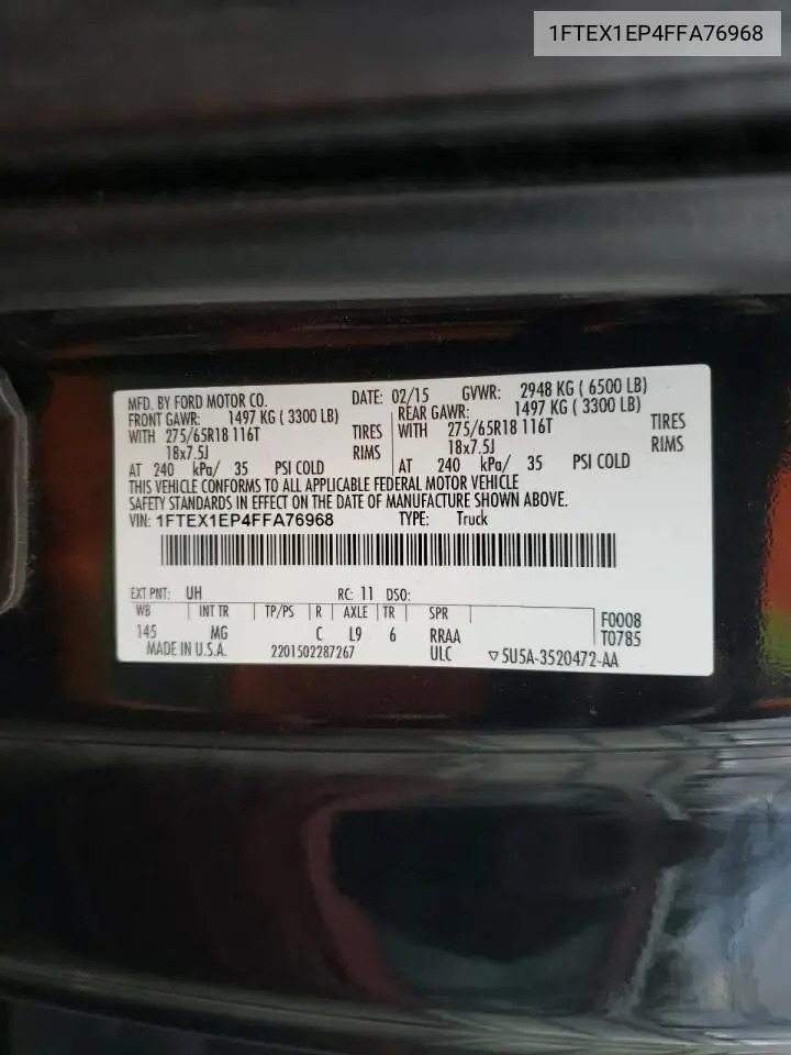1FTEX1EP4FFA76968 2015 Ford F150 Super Cab