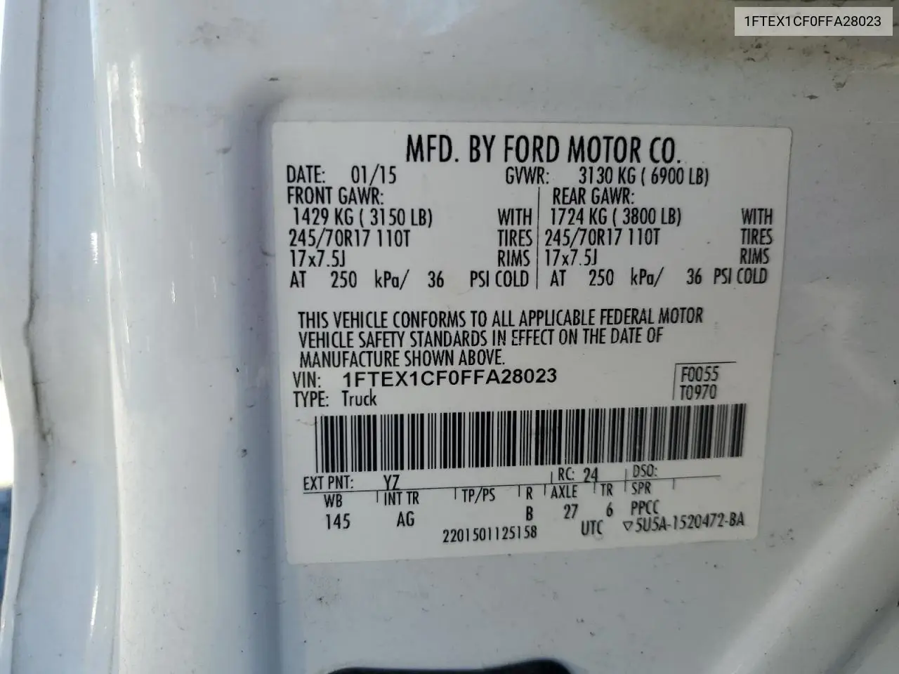 1FTEX1CF0FFA28023 2015 Ford F150 Super Cab