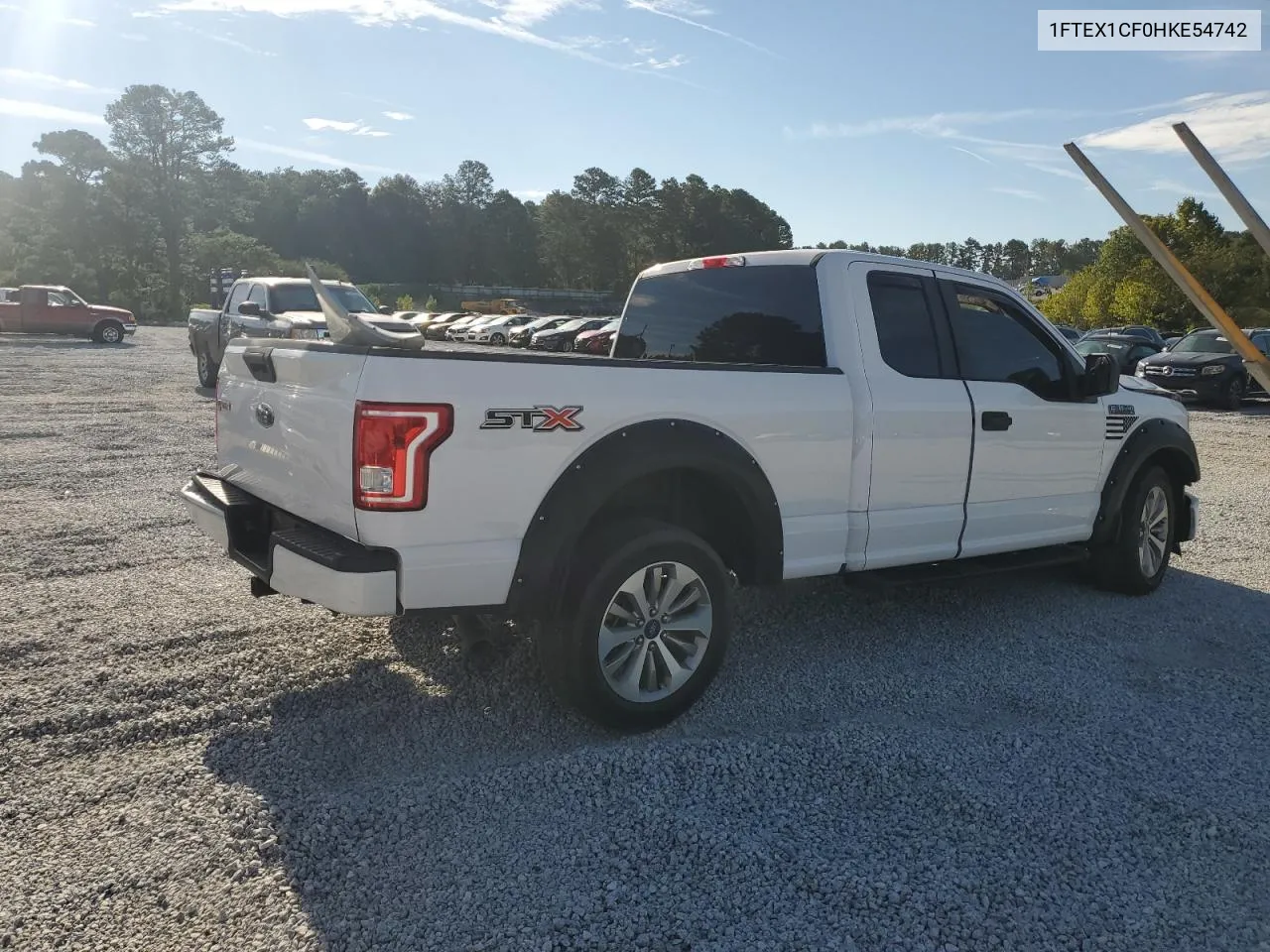 2017 Ford F150 Super Cab VIN: 1FTEX1CF0HKE54742 Lot: 66407554